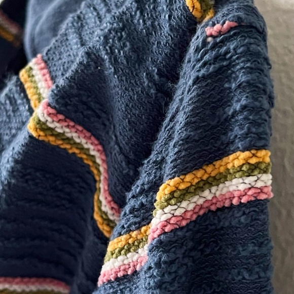 FAHERTY Seabrook Poncho Sz Large Baja Navy Sayulita Stripe Hoodie Pullover Blue - Picture 3 of 13